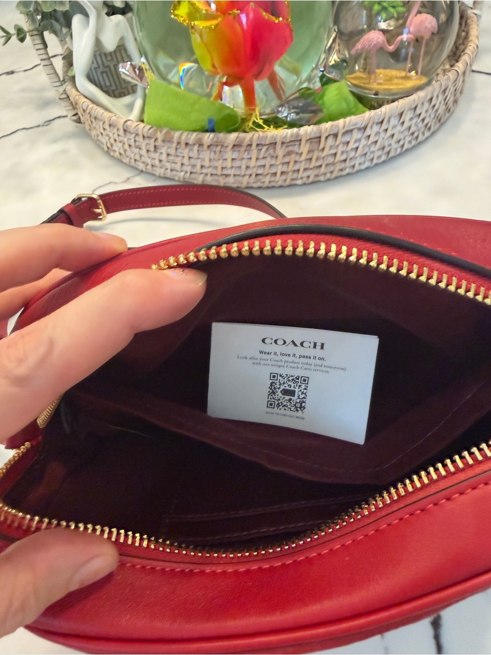 Coach Red Signature Embossed Crossbody Bag - Picture 8 of 16